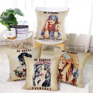 Strong Hippie Woman 18x18